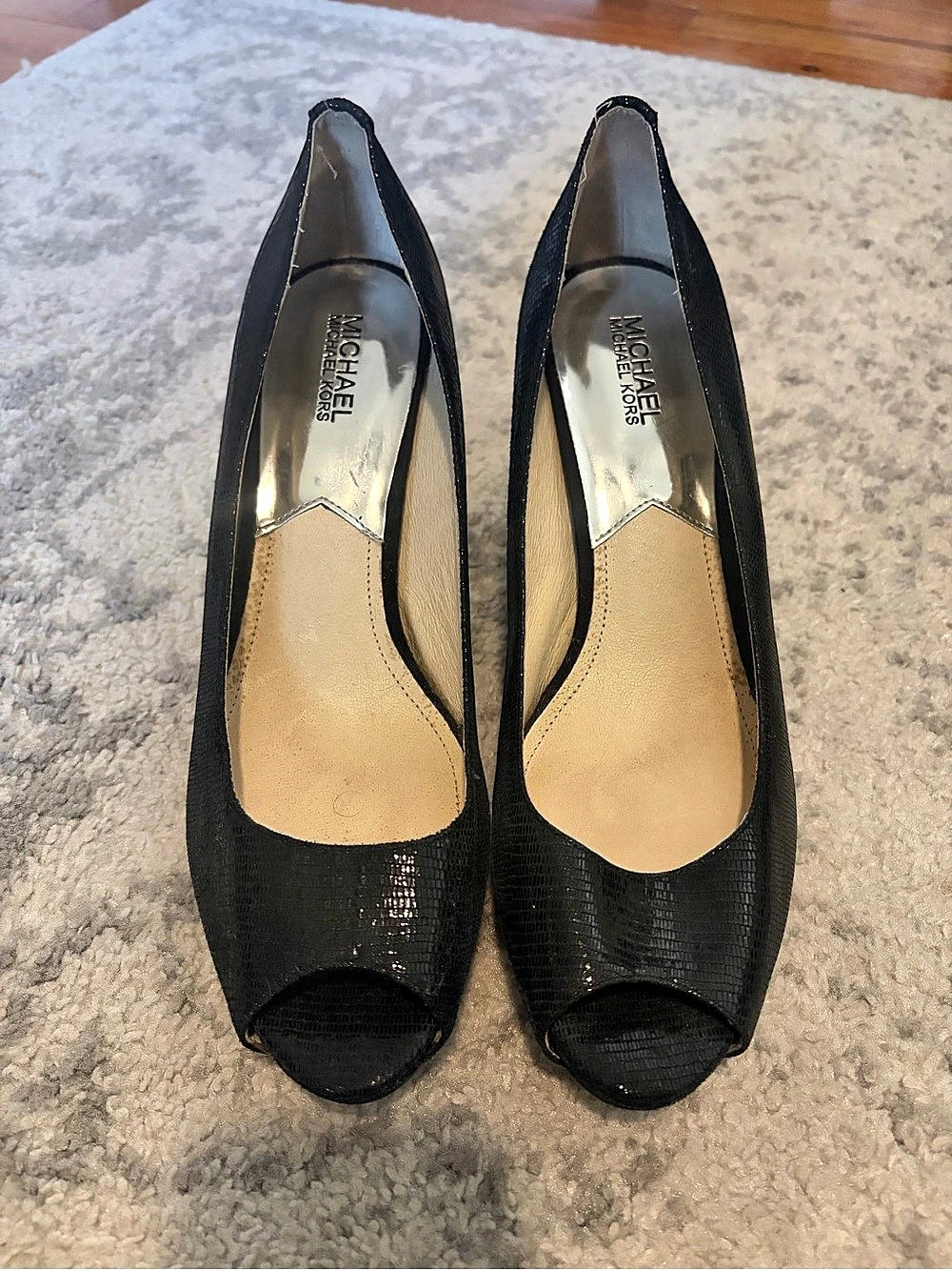 Michael Kors Black Peep-Toe Heels